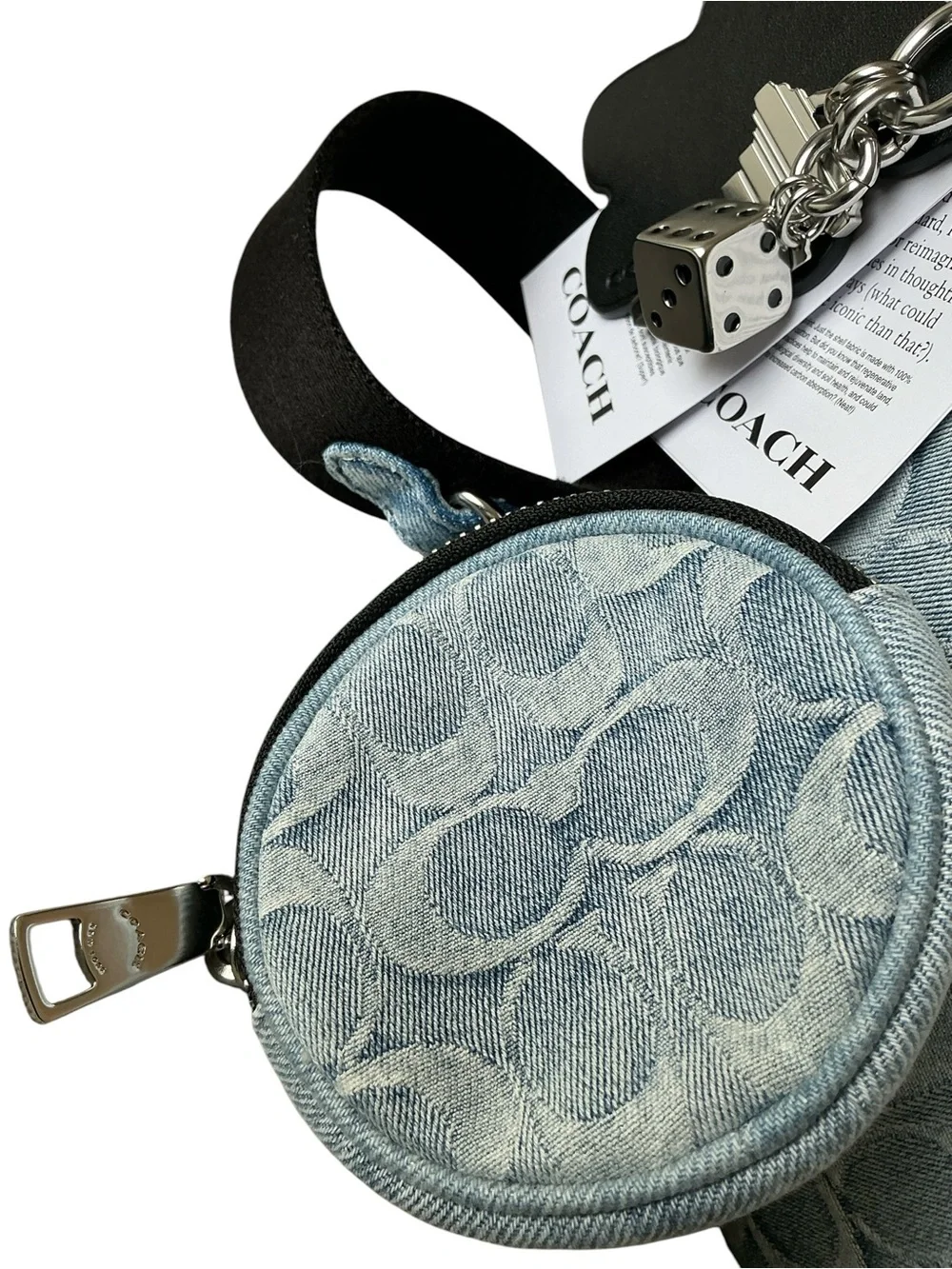 Coach Small Finn Signature Denim Crossbody Pouch Charms CDY53 NWT